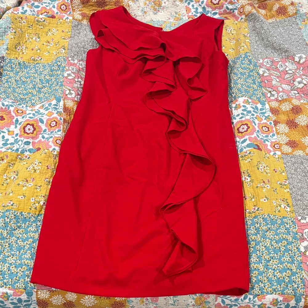 Calvin Klein Vibrant Red Asymmetrical Dress